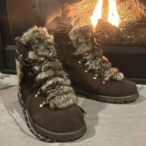BEARPAW Alisa Cow suede,water repell,faux fur,sheepskin foot bed,,rugged boots
